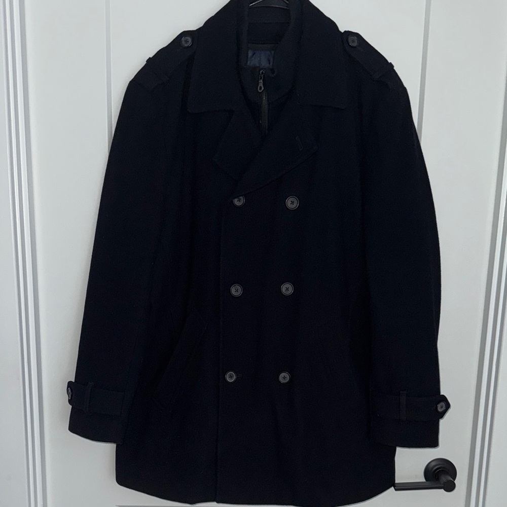 Egara Men's Classic Black Pea Coat